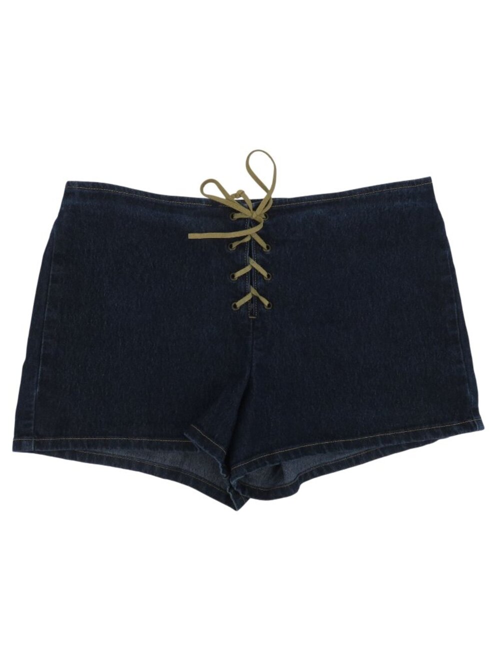 VTG LEI Juniors 11 Dark Blue Denim Hot Shorts Lace Up Front Zippered Y2K 2000s